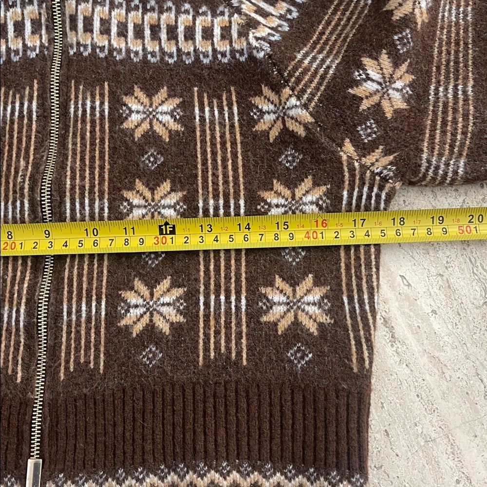 HOUSE OF HARLOW 1960 Brown Mock Neckline Double Zipper Wool Blend Sweater Size S - Picture 16 of 16